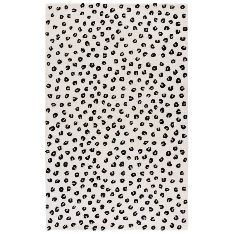 SAFAVIEH Handmade Fifth Avenue Margitta Animal Print Wool Rug - Ivory/Black - 6' Square