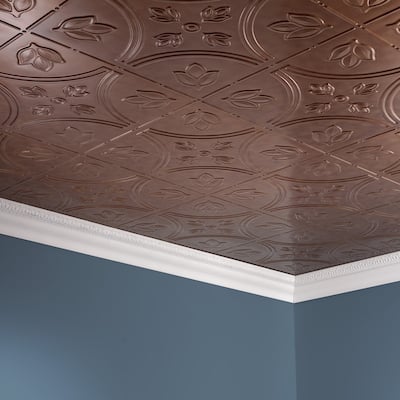 FASÄDE Traditional Style 5 Decorative Vinyl 2ft x 4ft Glue Up Ceiling Panel in Antique Bronze (5 Pack)