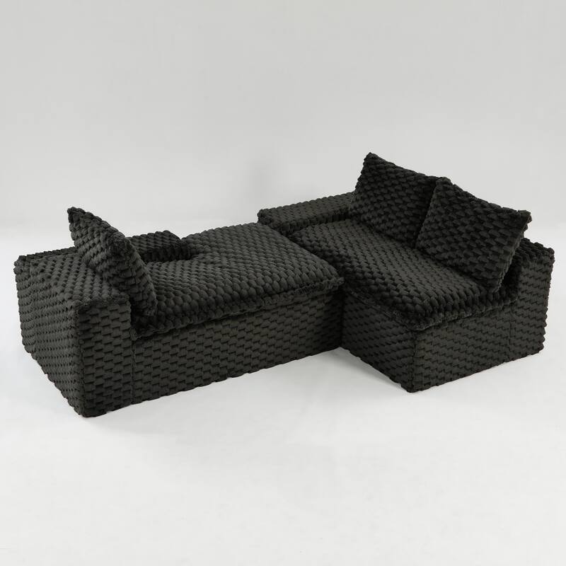 L-Shaped Sleeper Sectional Sofa Convertible Straight Sofa, Loveseat and Chaise Lounge Set for Living Room