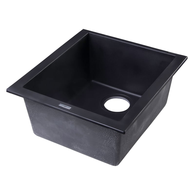 Alfi Black Granite Composite 17-inch Undermount Rectangular Kitchen Prep Sink