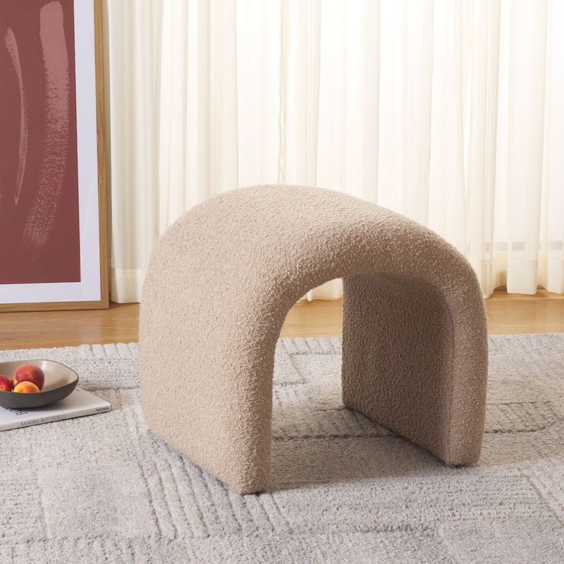 SAFAVIEH Alize Curved Waterfall Velvet Ottoman - Tan