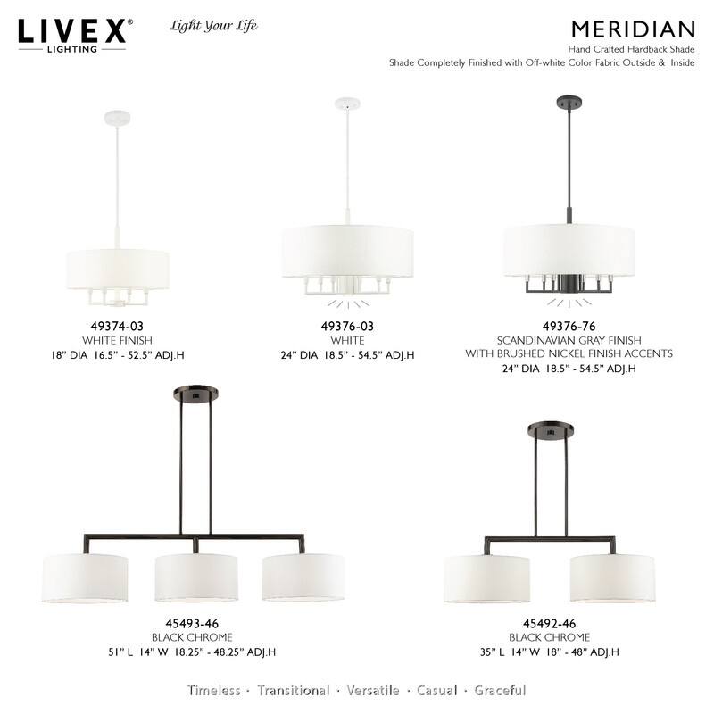 Livex Lighting 2 Light Black Chrome Linear Chandelier, 45492-46 - 35" L x 14" W x 18" - 48" Adj. H