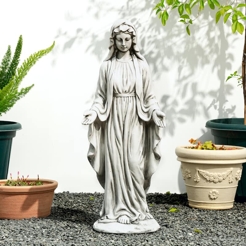 Glitzhome 30"H Vintage MgO Blessed Mother Virgin Mary Garden Statue
