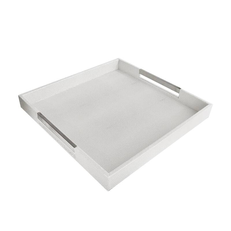 Accents by Jay Square Tray - White and silver