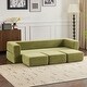 preview thumbnail 16 of 18, Convertible Sectional Sofa with 3 Storage Ottomans - High-Resilience Foam Sleeper, Space-Saving Chenille Floor Sofa