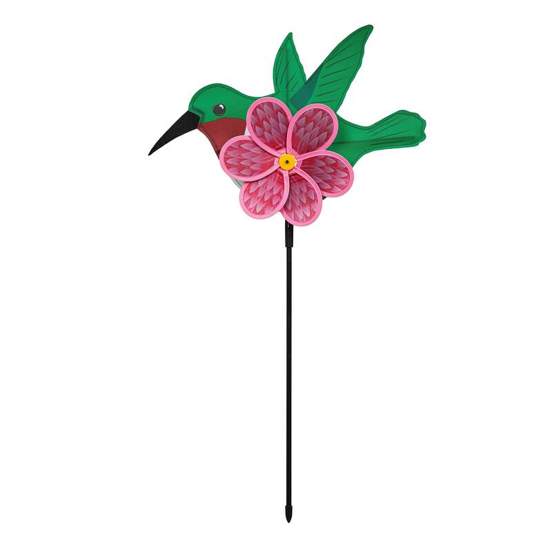 29" Hummingbird and Daisy Pinwheel Spinner