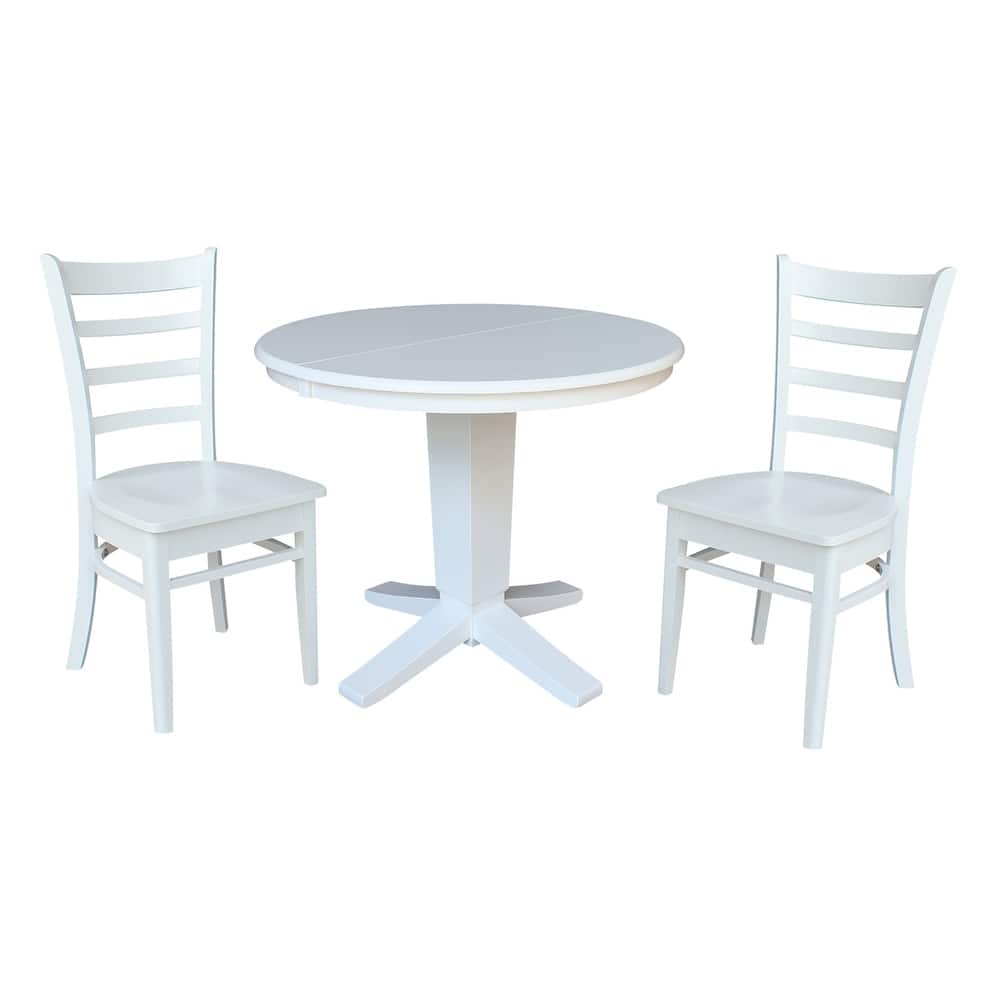 36 in Round Extension Dining Table with 12 in Leaf and Dining Chairs