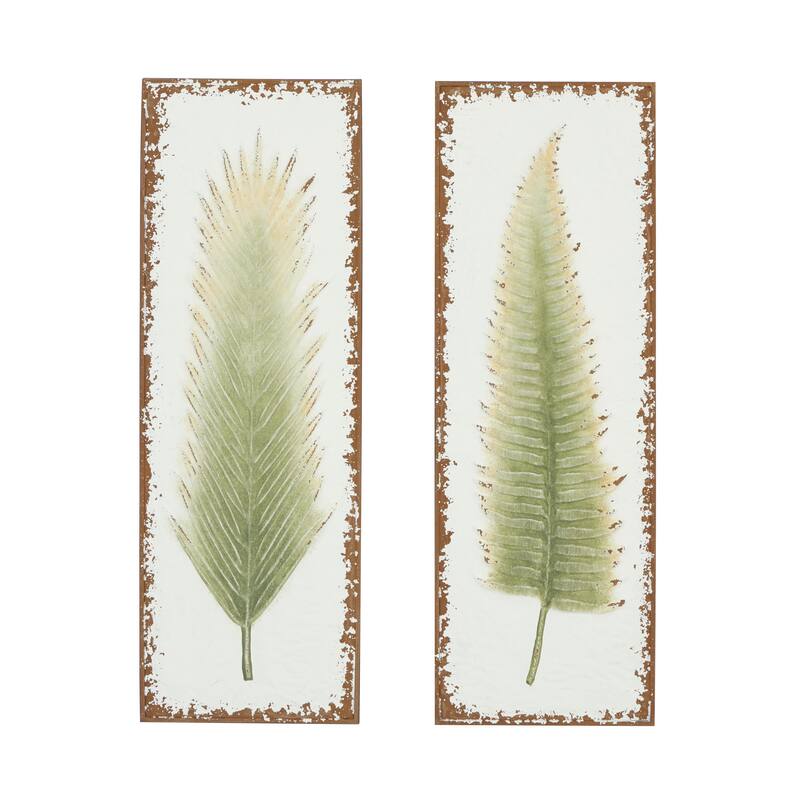 Metal Leaf Wall Decor - Set of 2 White - Roche River Decor