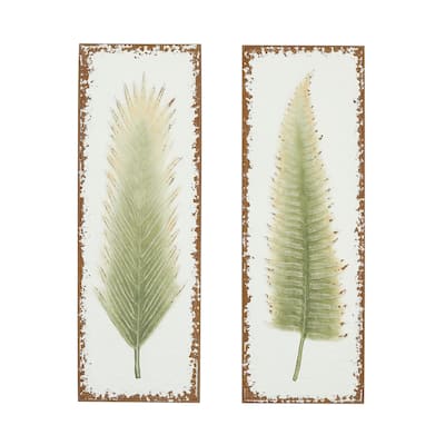 Metal Leaf Wall Decor - Set of 2 White - Roche River Decor