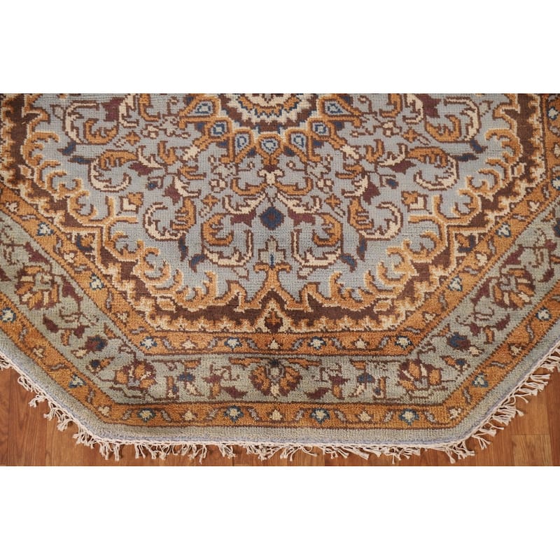 Heriz Serapi Indian Octagon Area Rug Hand-knotted Wool Carpet - 6'0"x 6'1"