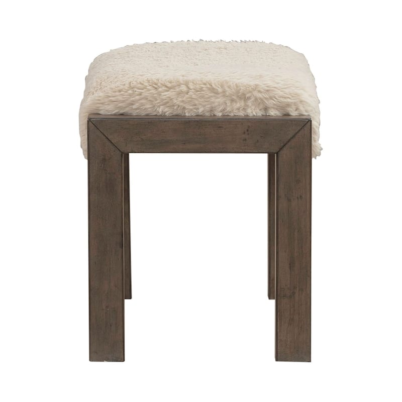 Liberty Furniture Broadmore Upholstered Stool Faux Sheepskin - Width 24" x Depth 16" x Height 19"
