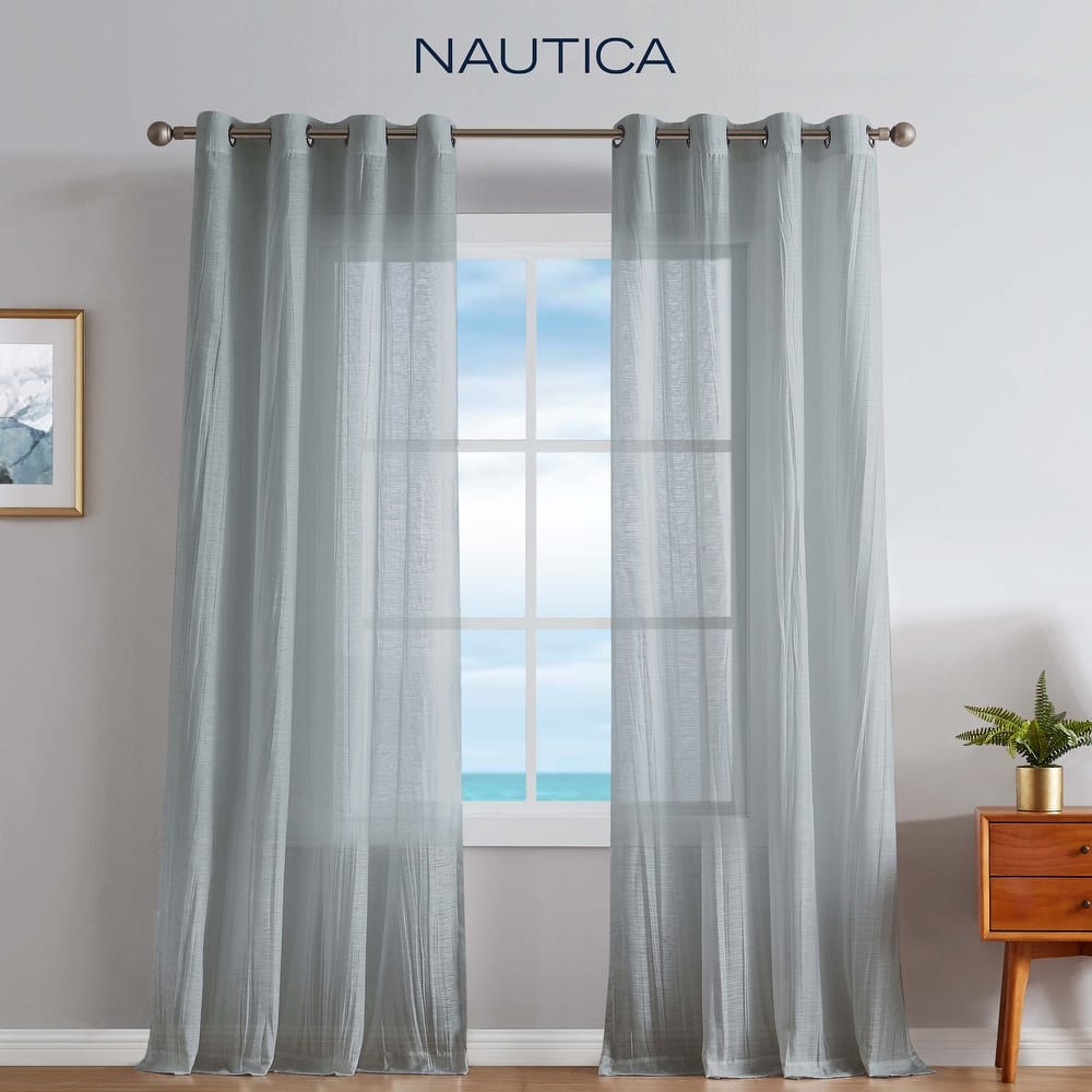 Nautica Cordelia Crushed Sheer Grommet Extra Wide Curtains (Set of 2)