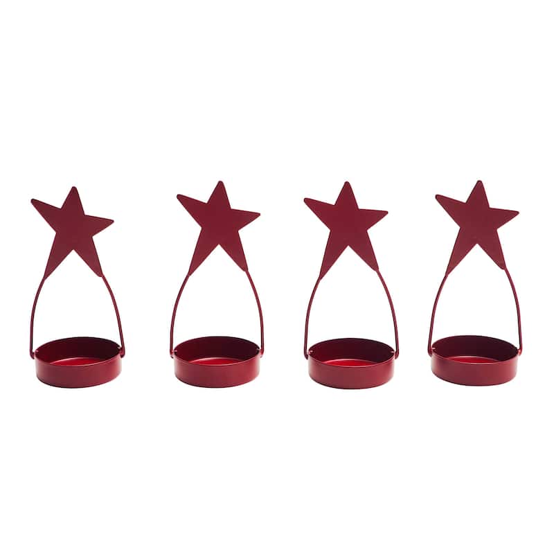 Star Tealight Holder Burgundy Set of 4 4x1.75x1.75 - N/A