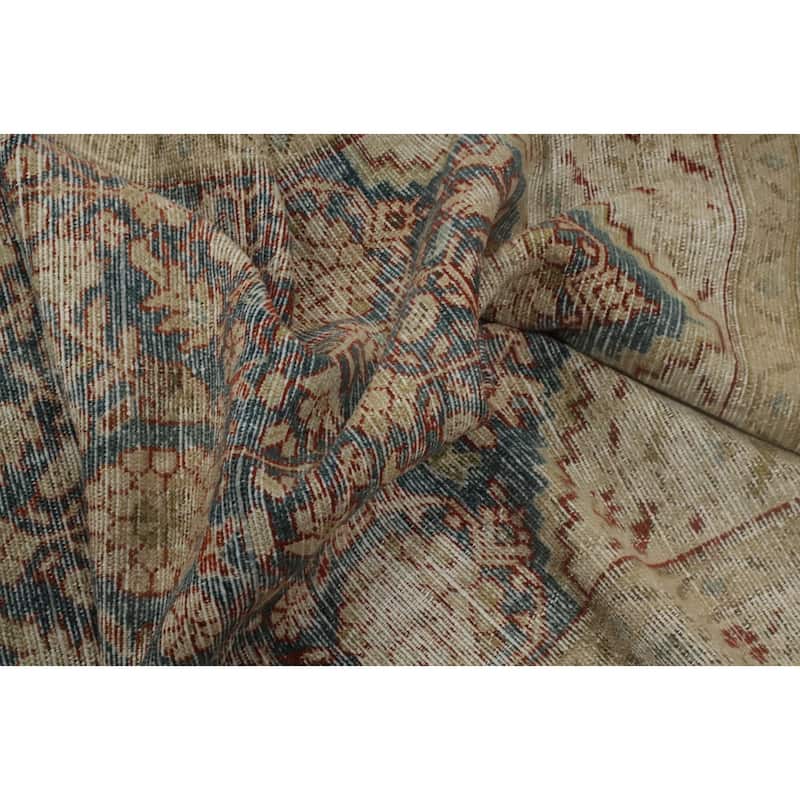 Hand Knotted Oriental 100% Wool Carpet Traditional Floral Navy Blue & Blues Malayer Runner Rug - 9' 5'' X 3' 0''