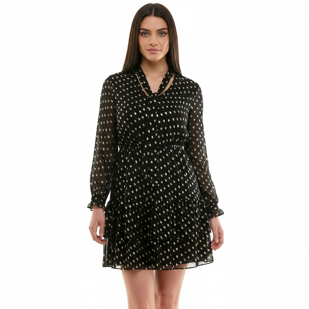 Nanette Lepore Metallic Dot Chiffon Dress