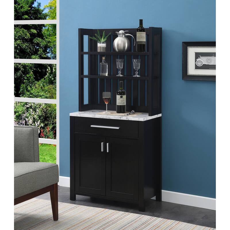 Convenience Concepts Sawyer 1 Drawer Wine Bar with Storage Cabinet and Shelves