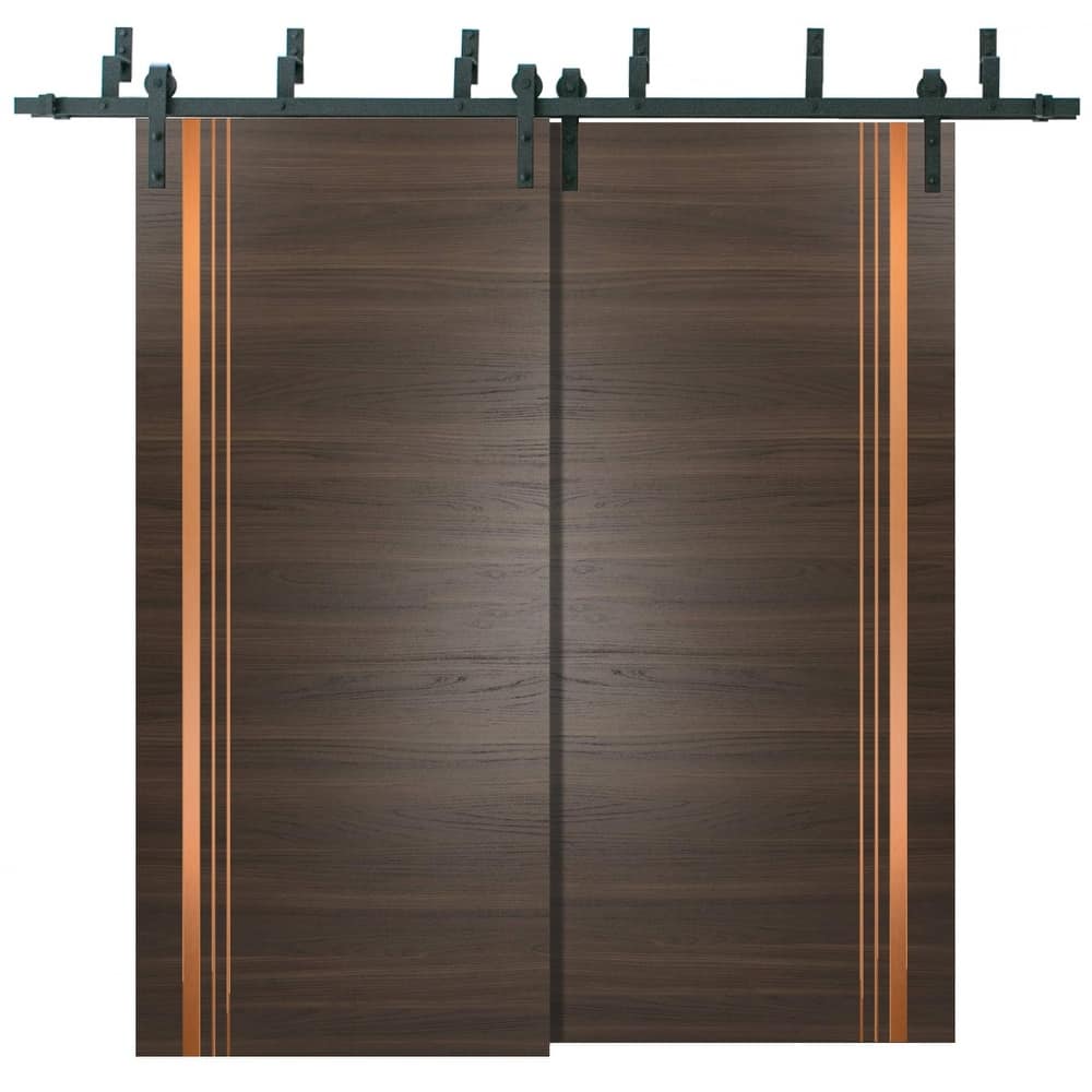 Barn Bypass Doors 36 x 80 Planum 1010 Chocolate Ash with Sturdy 6.6ft