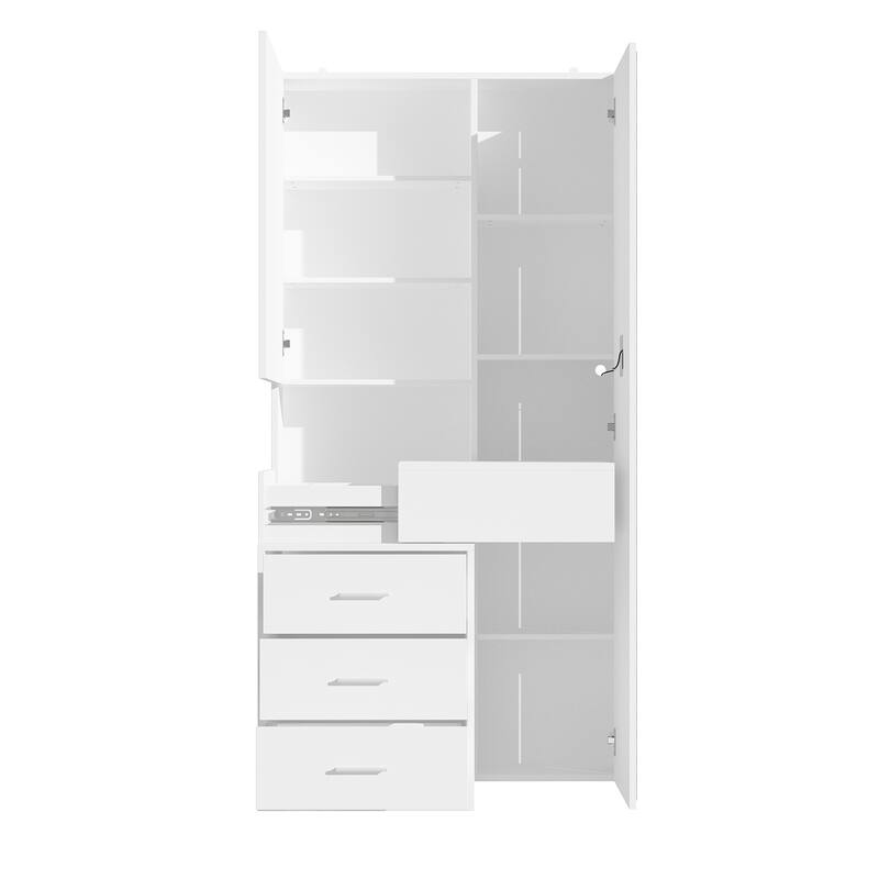 Makup Vanity Modern Dressing Cabinet with Radiant Mirror Feature Mirror - White - 31.5"W