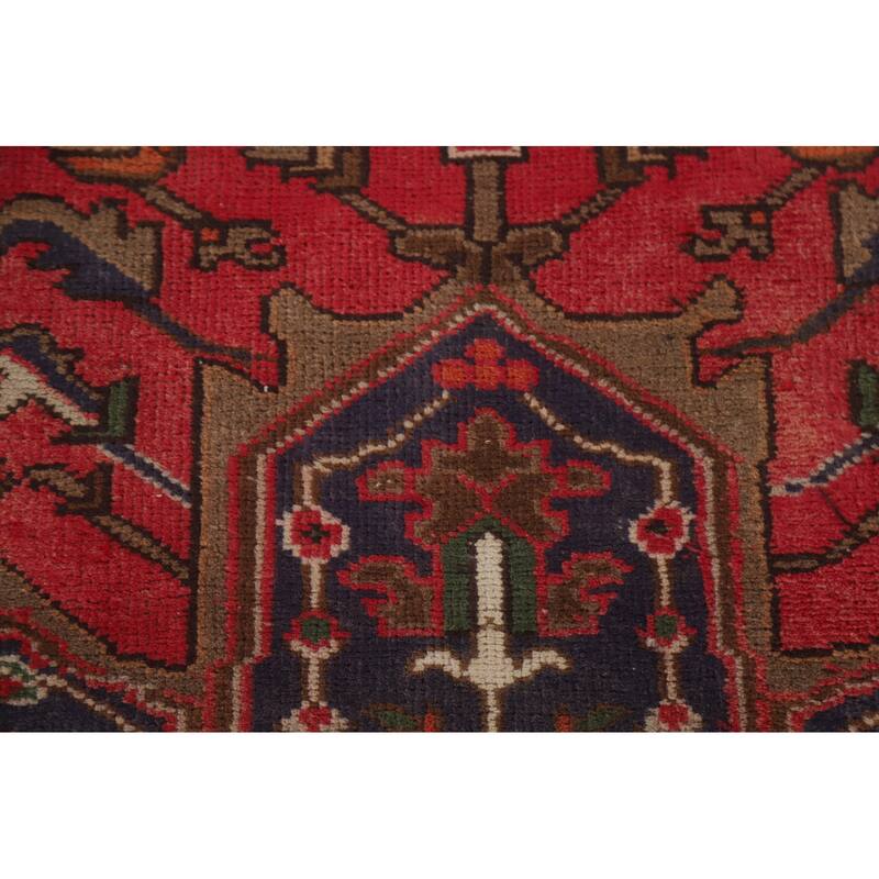 Hand Knotted Oriental 100% Wool Carpet Traditional Medallion Red Heriz Area Rug - 9' 6'' X 6' 3''