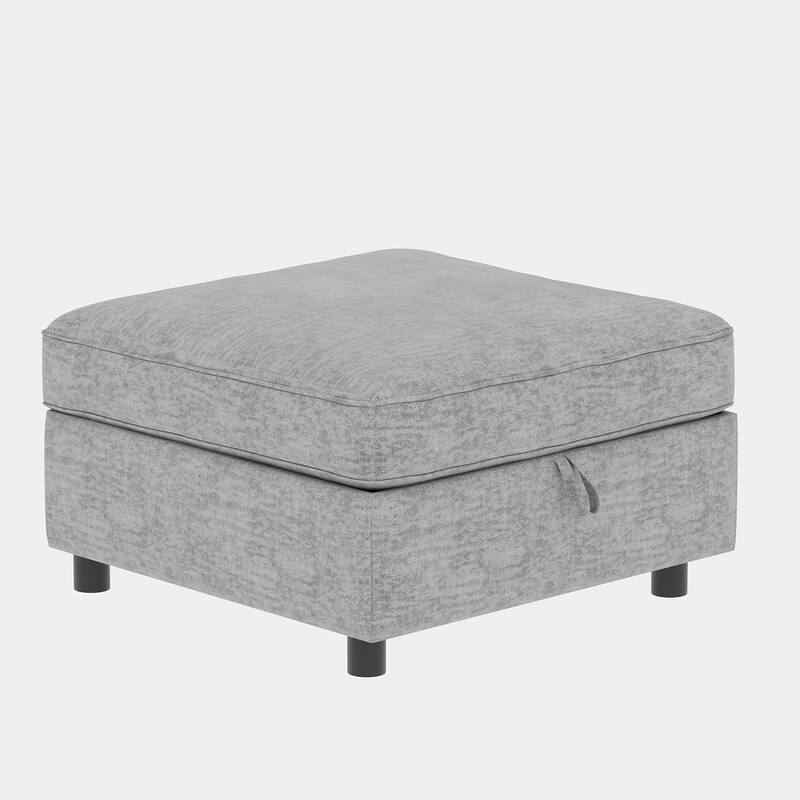 129" Chenille Sectional Sofa with Storage and Two Ottomans