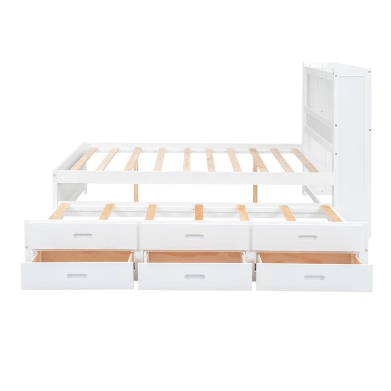 Full Size Platform Bed with Trundle, Drawers and USB Plugs