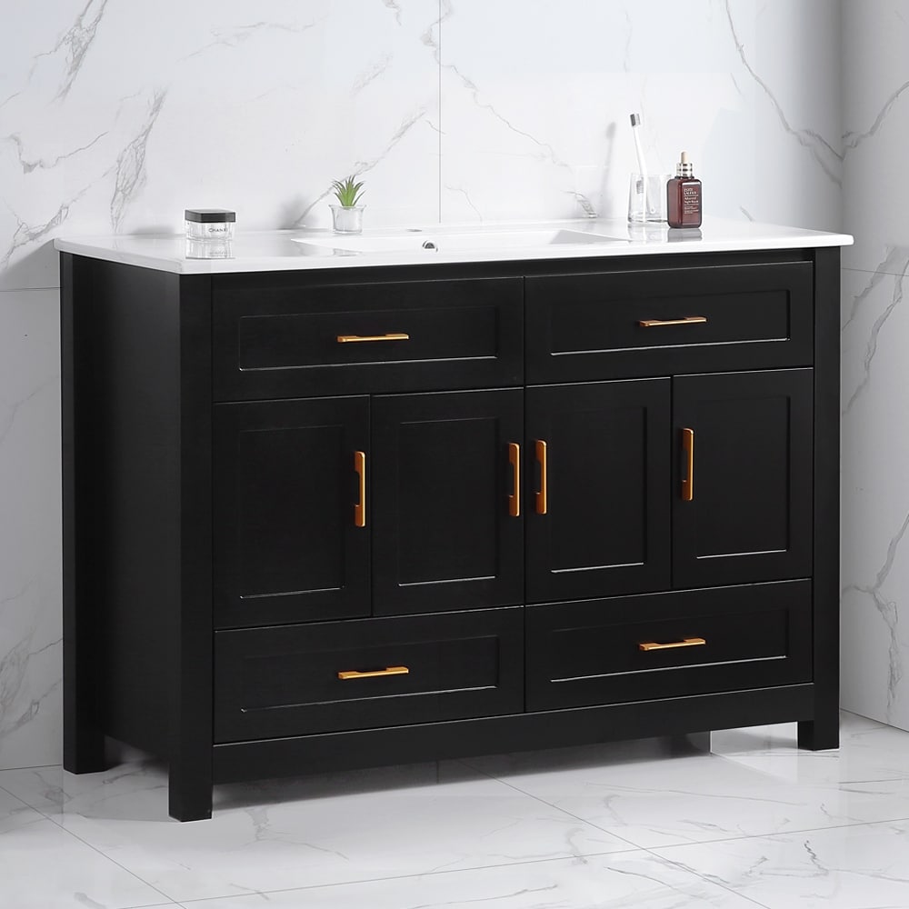 48" Bathroom Vanity with Ceramic Sink Combo, Abundant Storage Cabinet -4 Soft close doors and 4 drawers