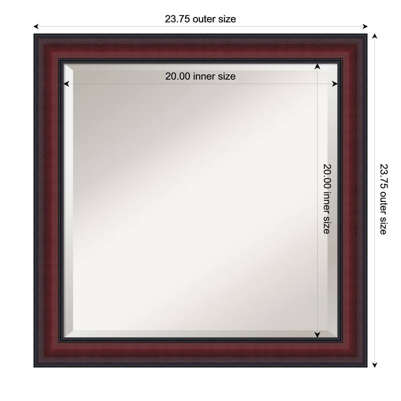 Dalat Beveled Framed Bathroom Vanity Wall Mirror - Dalat Cherry - 24 x 24 in