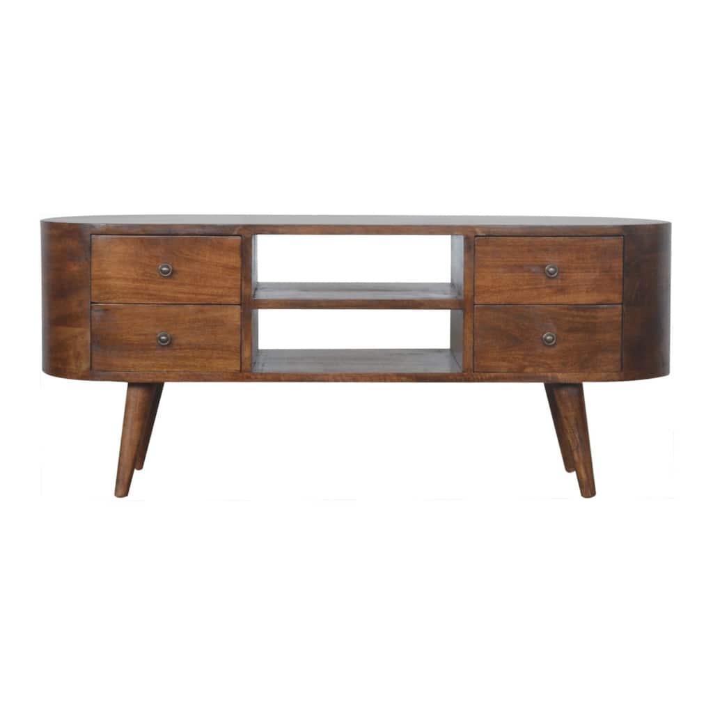 Modern TV Stand with Wood Feet, Entertainment Center with Large Storage Drawers