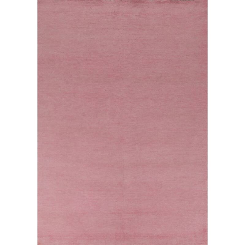 Hand Knotted Oriental 100% Wool Carpet Modern Solid Pink Gabbeh Area Rug - 9' 3'' X 6' 2''
