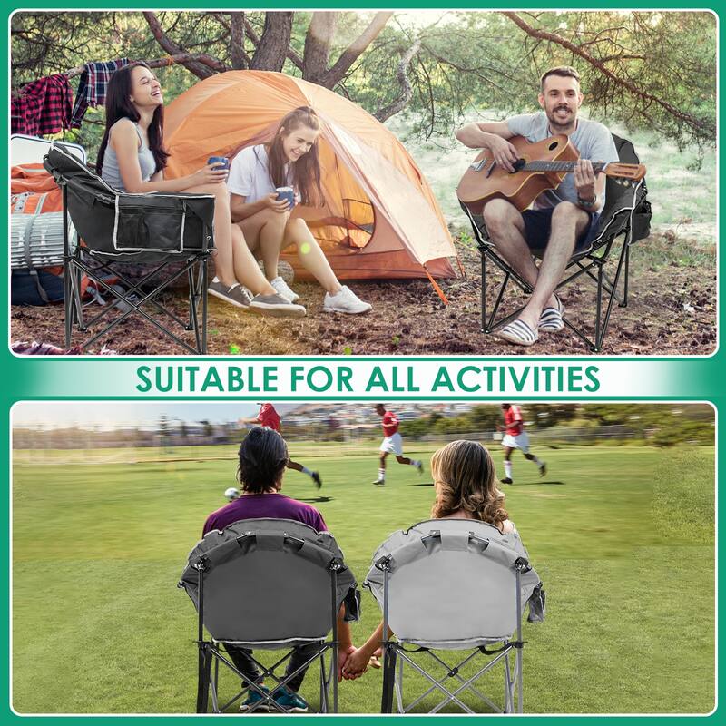 DoCred Oversized Camping Chair, Fully Padded Folding Moon Chair