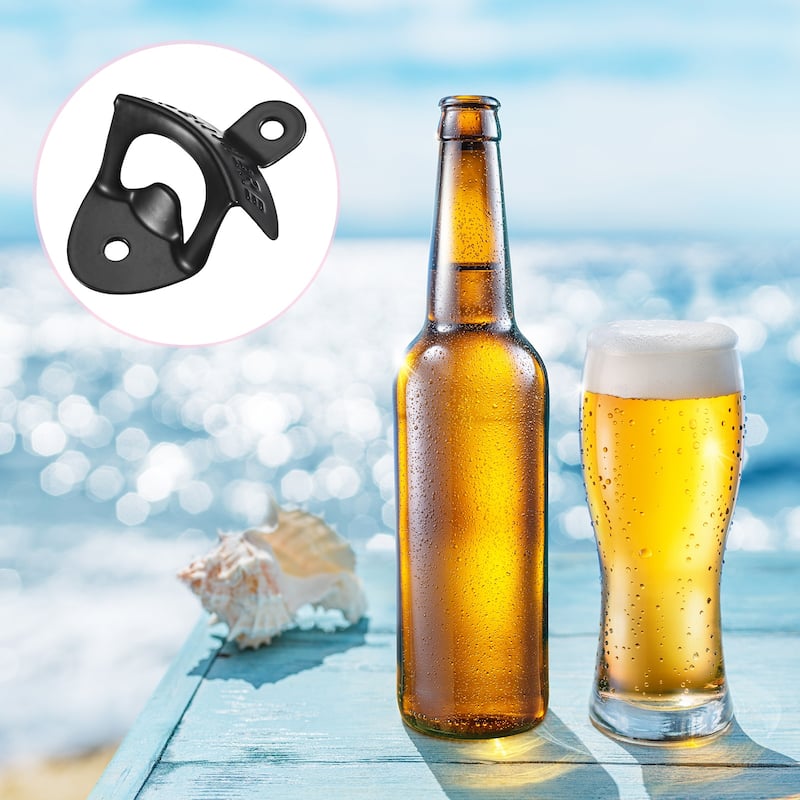 6pcs Cast Iron Wall Mounted Beer Bottle Opener for Cafe Bar - 3 x 2.3"