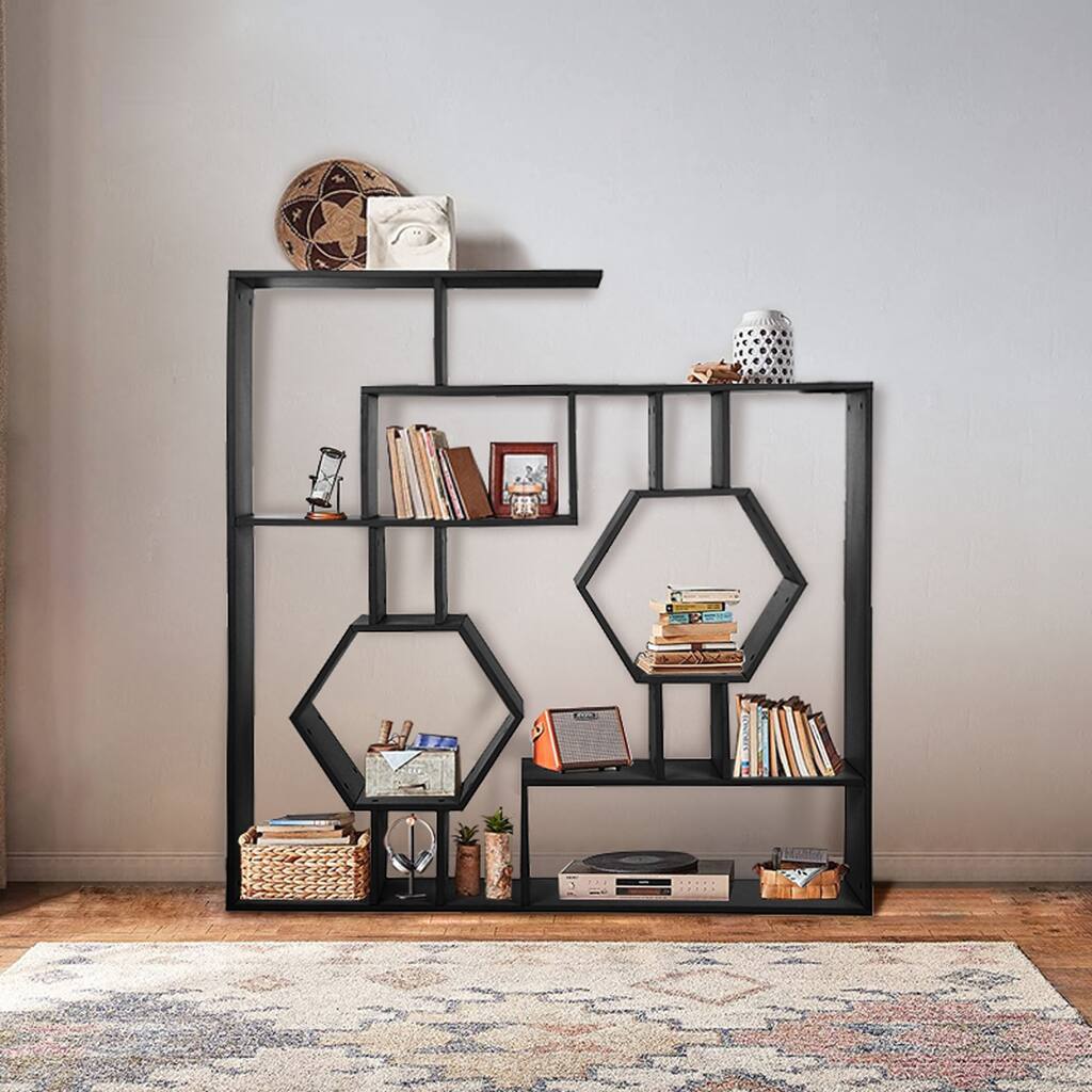 Geometric 8-Shelf Open Back Bookcase/Display Cabinet 52.8Inch