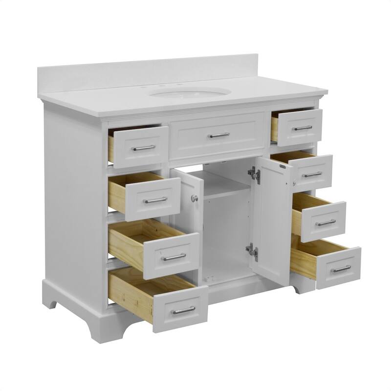 KitchenBathCollection Aria 48" Bathroom Vanity with Quartz Top