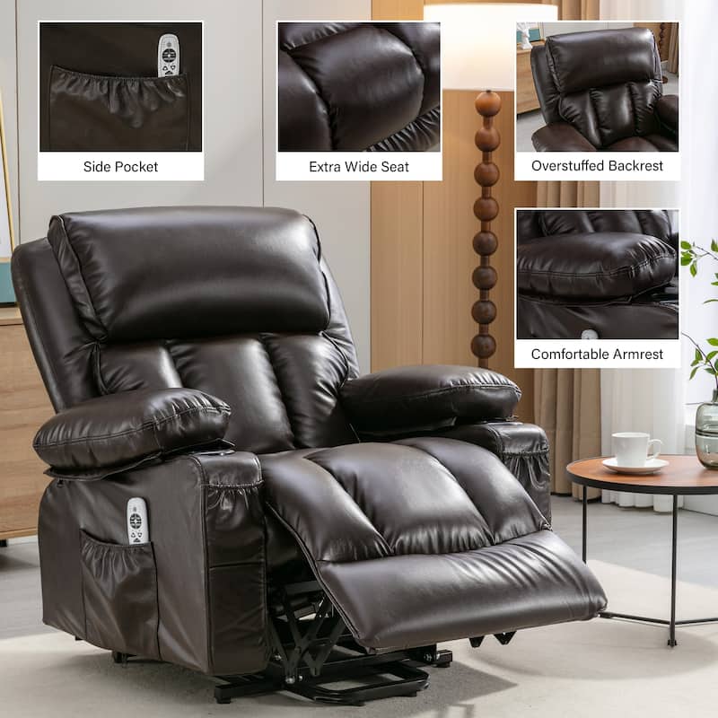 Power Electric Massage Lift Lounge Chair with Heating & USB Charge