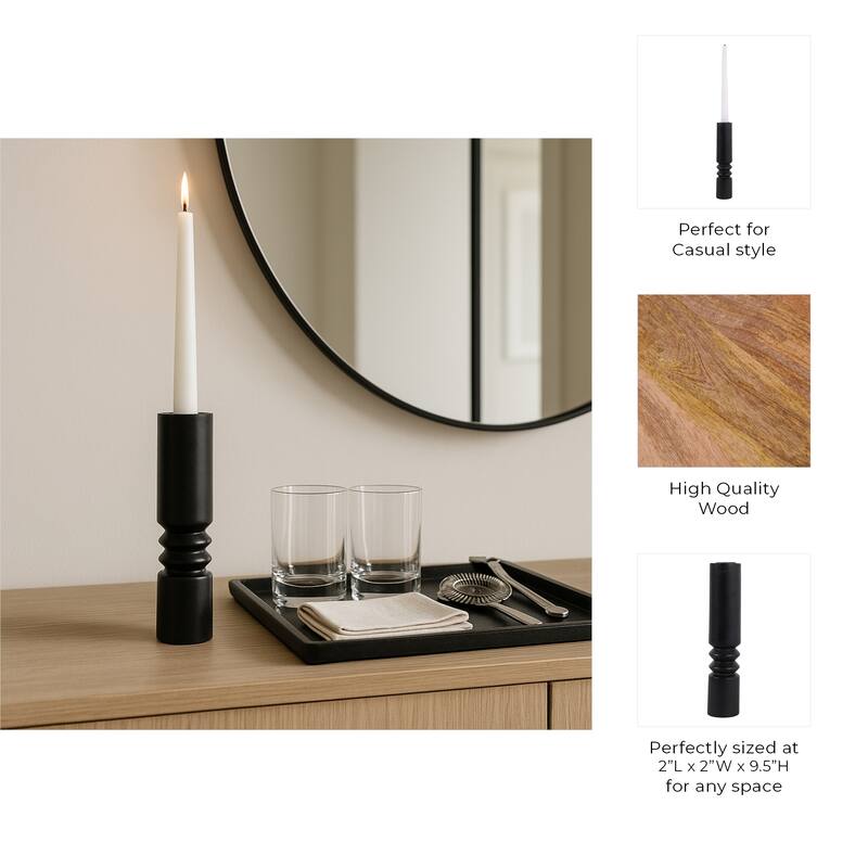 Mango Wood Ridge Taper Candle Holder