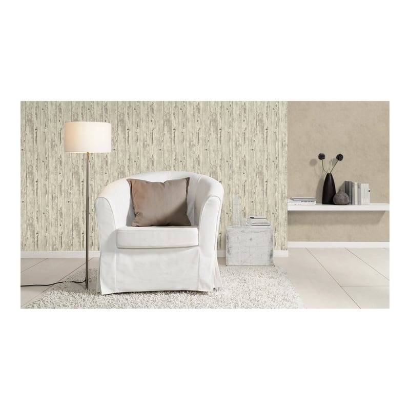 Advantage Albright Ivory Weathered Oak Panels Wallpaper - 21 x 396 x 0.025