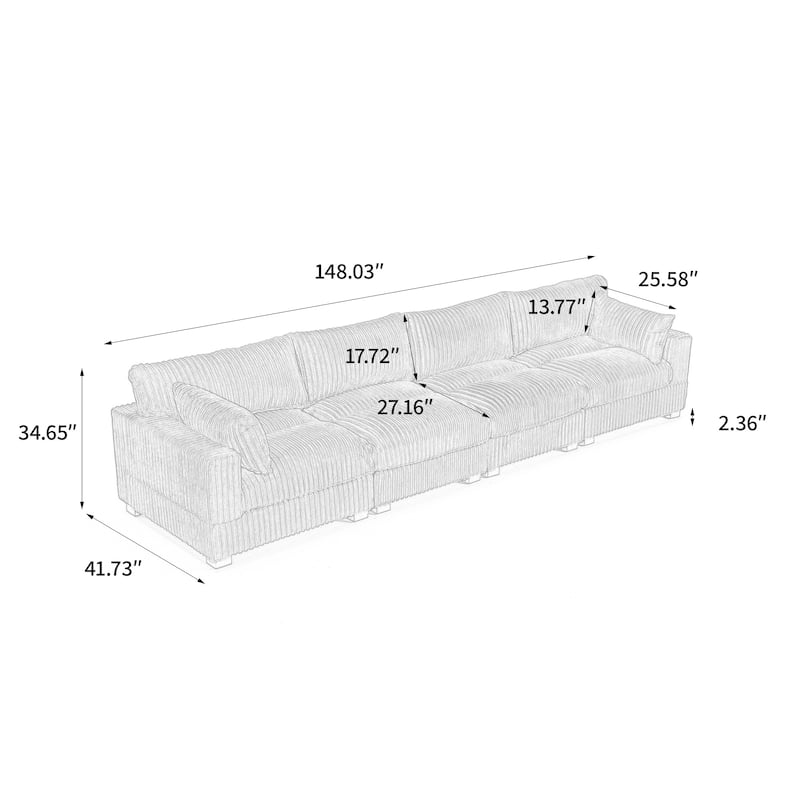 U-shaped Modular Sectional Set Upholstered Sofa Couch