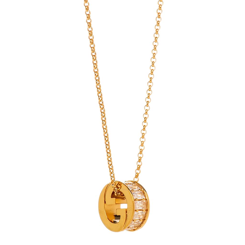 Gucci Blondie Crystal Pendant Necklace - Gold-tone