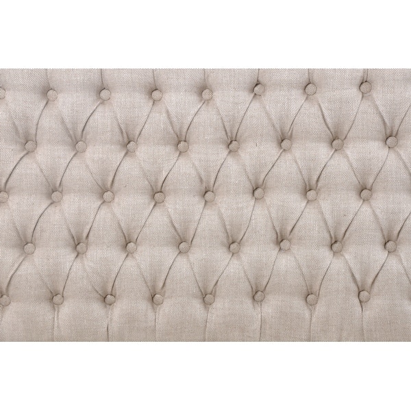 French Tufted Upholstered Dining Banquette Bench (Light Sand Fabric
