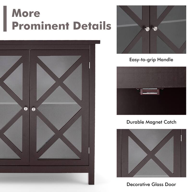 Costway Kitchen Buffet Sideboard Storage Cabinet w/Glass Doors & - See Details