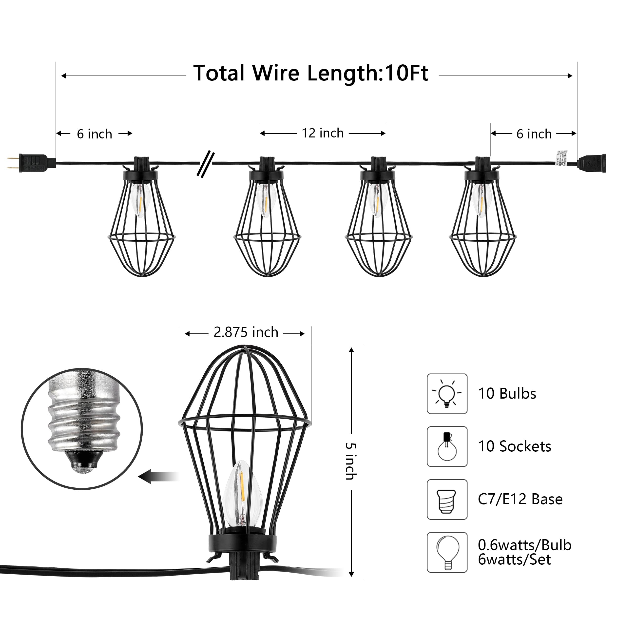 SAFAVIEH Lighting Ellina 10 FT Led Outdoor String Lights Black On Sale Bed Bath & Beyond