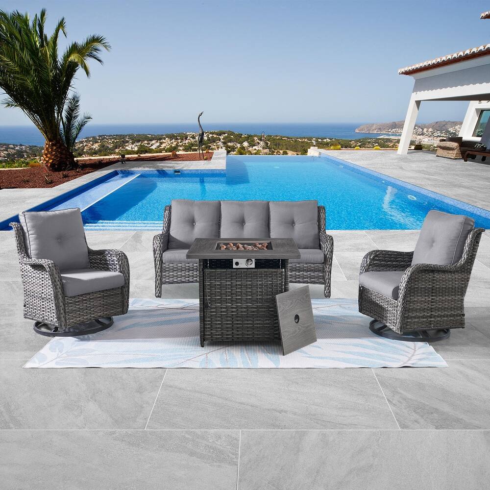 Gymojoy Sofa Swivel Chairs with 50,000 BTU Propane Fire Pit Table