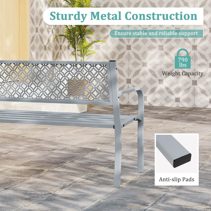 Costway 50" Outdoor Garden Bench with Geometric Lattice Backrest - See Details