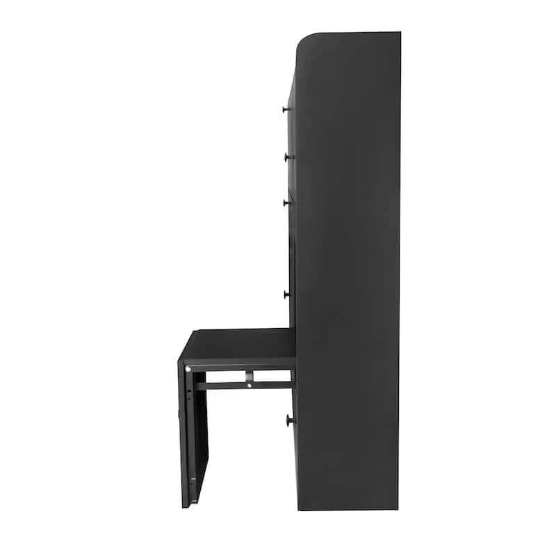 Modern Shoe Cabinet with Pull-Down Seat & 3 Flip Drawers, Freestanding Entryway Storage