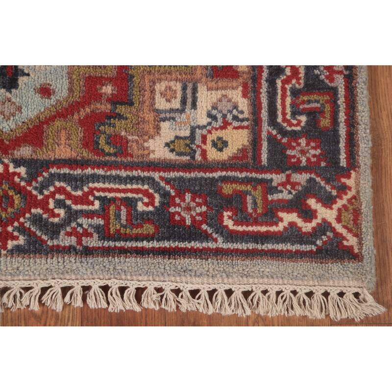 Light Blue Heriz-Serapi Oriental Runner Rug Wool Carpet - 2'6"x 9'10"