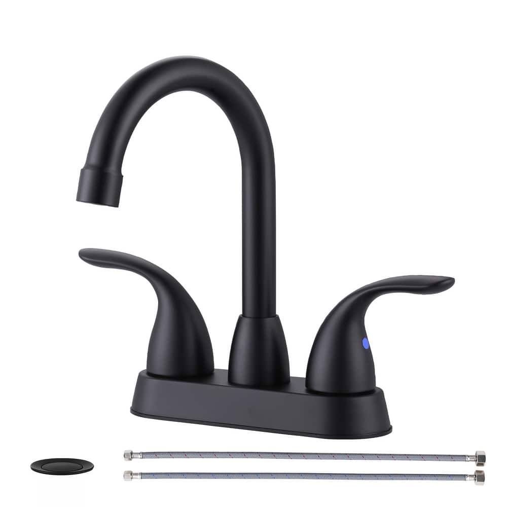 WOWOW 4 in. Centerset Double Handle High Arc Bathroom Faucet