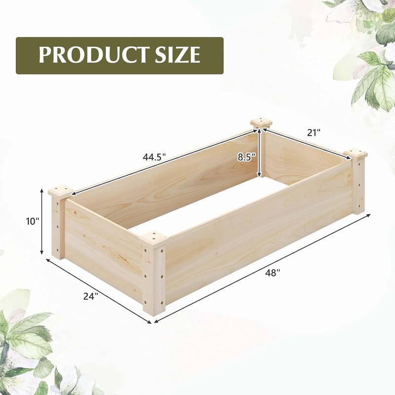 Wooden Raised Garden Bed Rectangular Planter Box Elevated Planting Bed