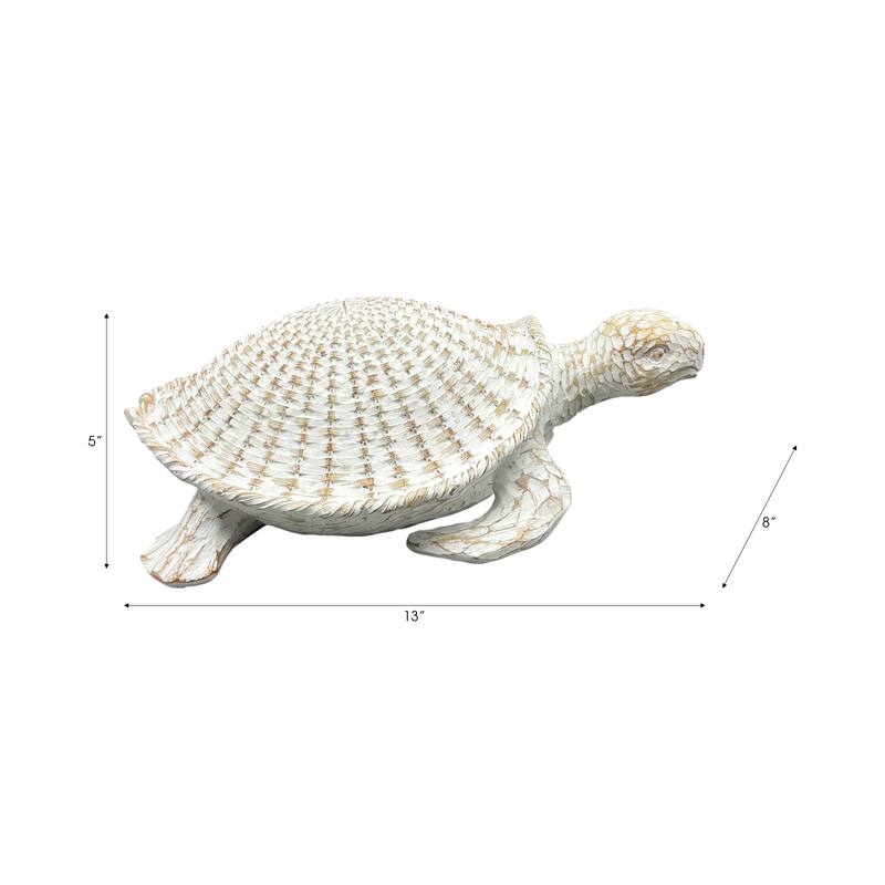 Resin Coastal Style Sea Turtle Sculpture with Woven Shell Texture