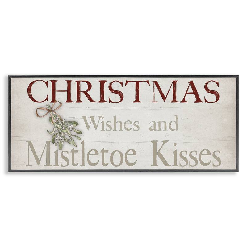Stupell Christmas Wishes & Mistletoe Kisses Framed Giclee Art Design By Susie Boyer - 24 x 10 - Black