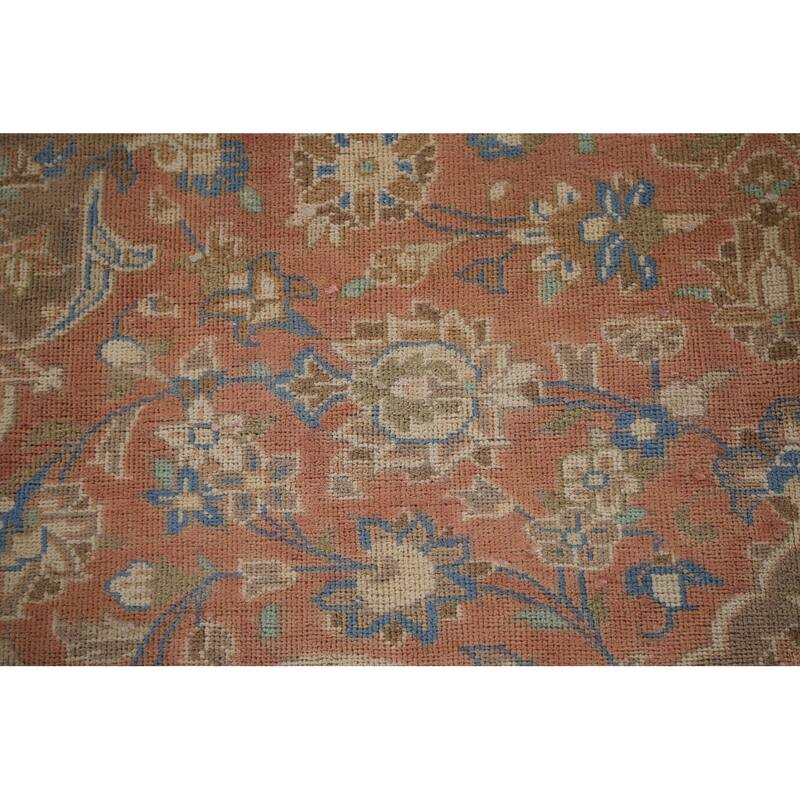 Traditional Mashad Vintage Persian Rug Bedroom Handmade Wool Carpet - 7'10" x 11'0"